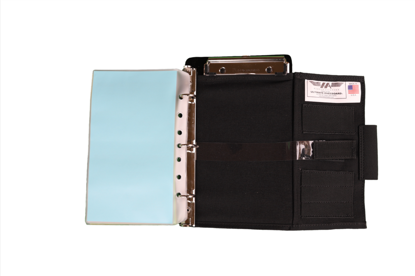 The Ultimate Kneeboard® Fixed-ring Kneeboard with In-flight Guide
