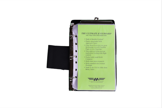 The Ultimate Kneeboard® Fixed-ring Kneeboard with In-flight Guide